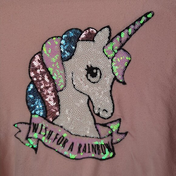 Btween Pink Hoodie with Sequin Unicorn 'Wish for a Rainbow' - Picture 3 of 5
